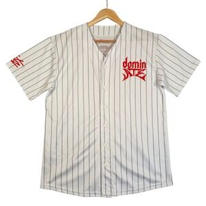 Stray Kids dominATE World Tour Baseball Jersey Men L White Pinstripe Merch Shirt